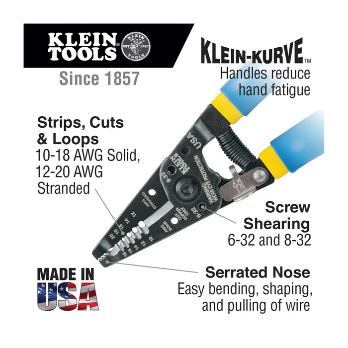 Klein-Kurve® Wire Stripper/Cutter  Solid and Stranded Wire