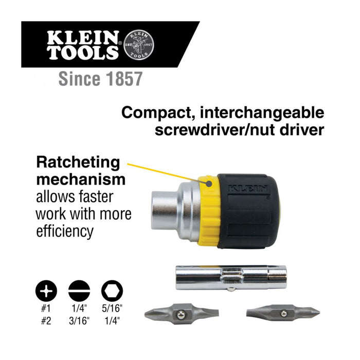 6-in-1 Ratcheting Stubby Screwdriver