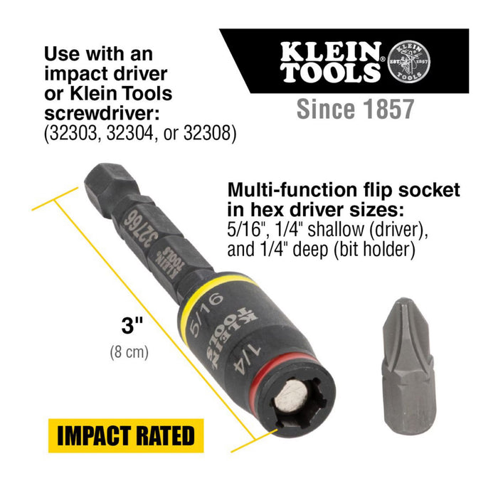 1/4+5/16 IMPACT FLIP SOCKET, 3"