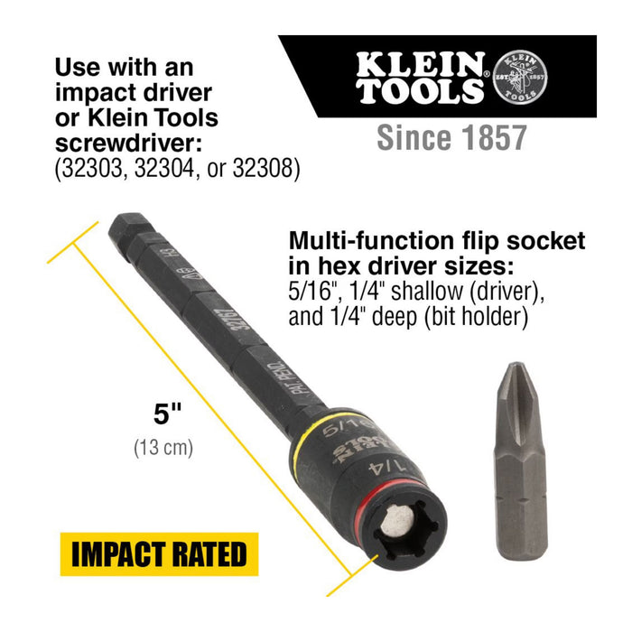 1/4+5/16 IMPCT FLIP SOCKET, 5"