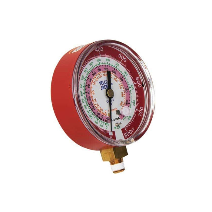 3-1/8" Dry Pressure Gauge, Red °F, 0-800 psi, 1/8" NPT Male connection, R-22/404A/410A