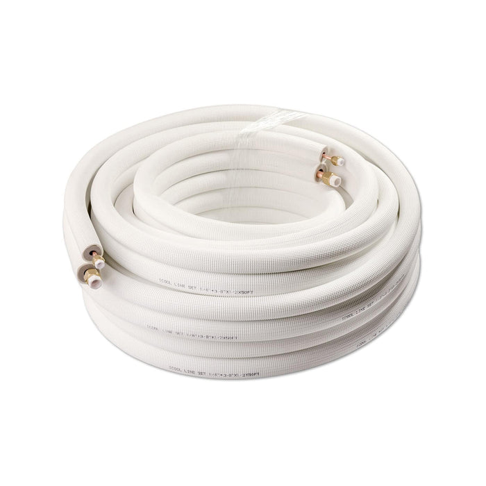 ICOOL, 1/4'' x 3/8'' - 50 FT, Insulation Thickness 3/8", Type B Copper Lineset, Both Line Joined, White Color Roll