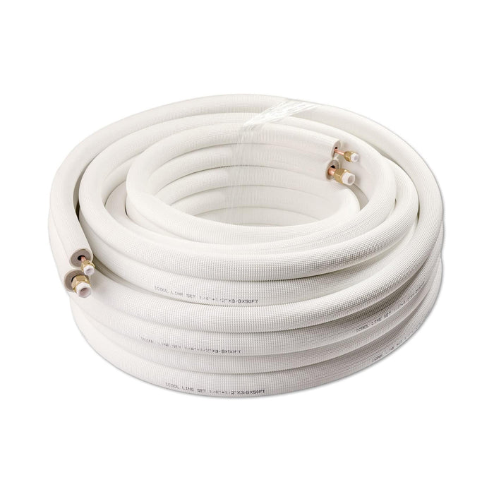 ICOOL, 1/4'' x 1/2'' - 50 FT, Insulation Thickness 3/8", Type B Copper Lineset, Both Line Joined, White Color Roll